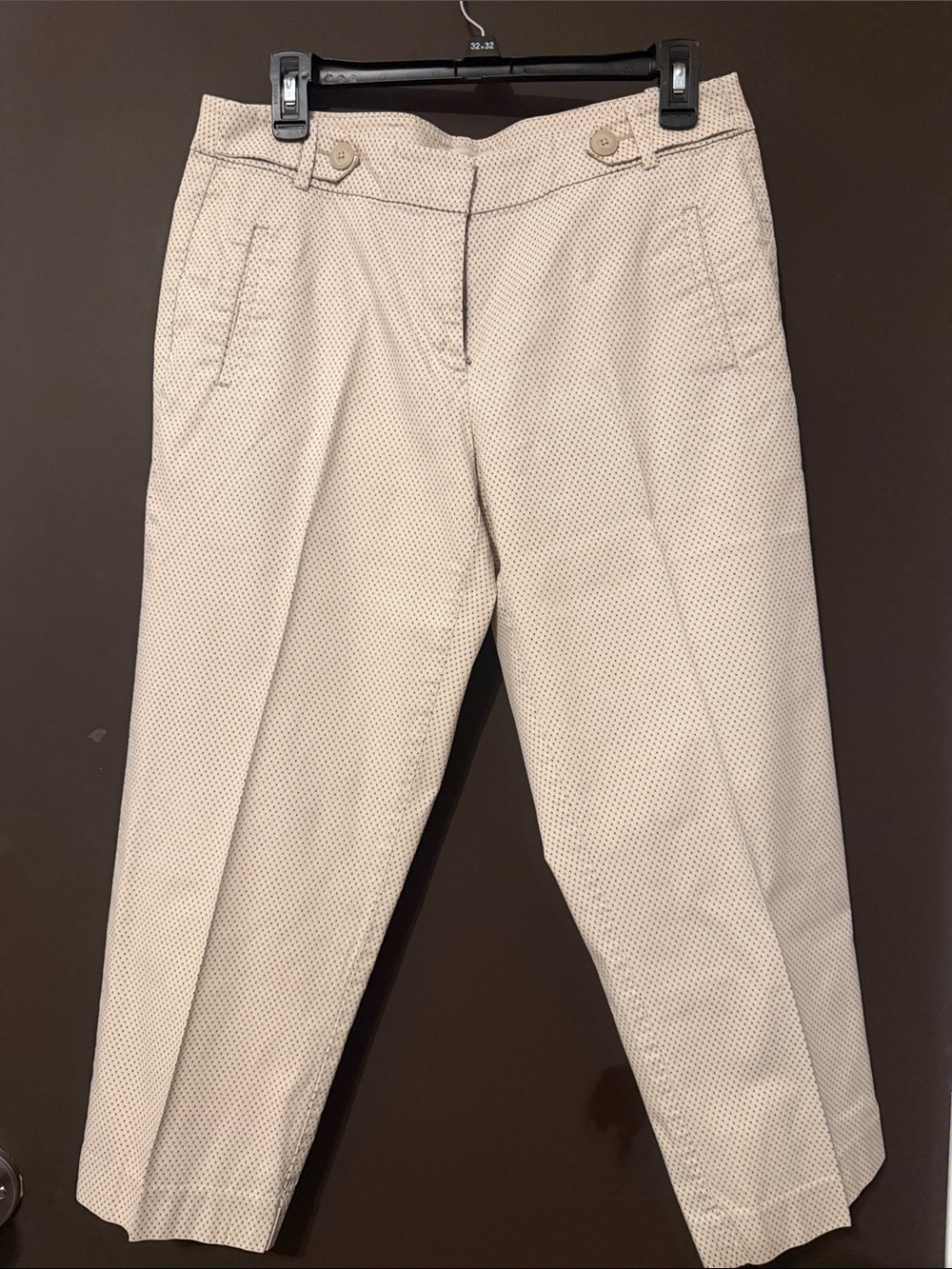 LOFT Men's Light Beige Dress Pants with Subtle Dot Texture